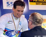 World Champion Zdenek Stybar gets the congratulations of UCI pre