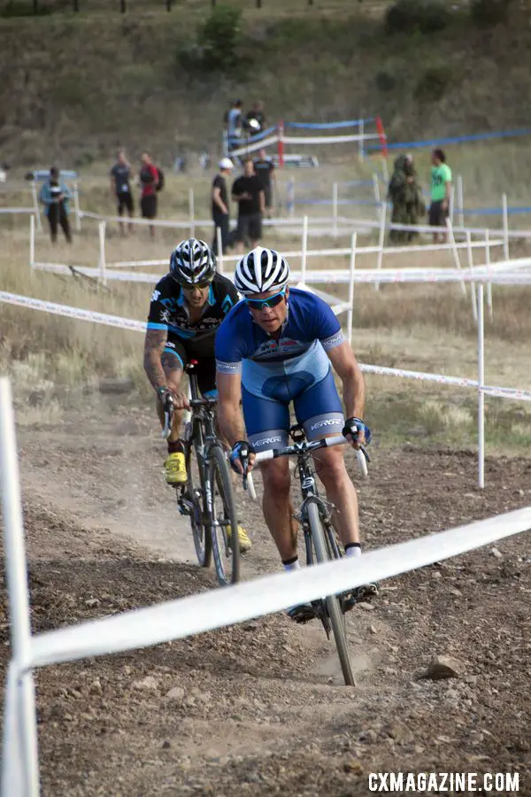 Page and Berden battle it out. 2012 Raleigh Midsummer Night Cyclocross Race. @Cyclocross Magazine