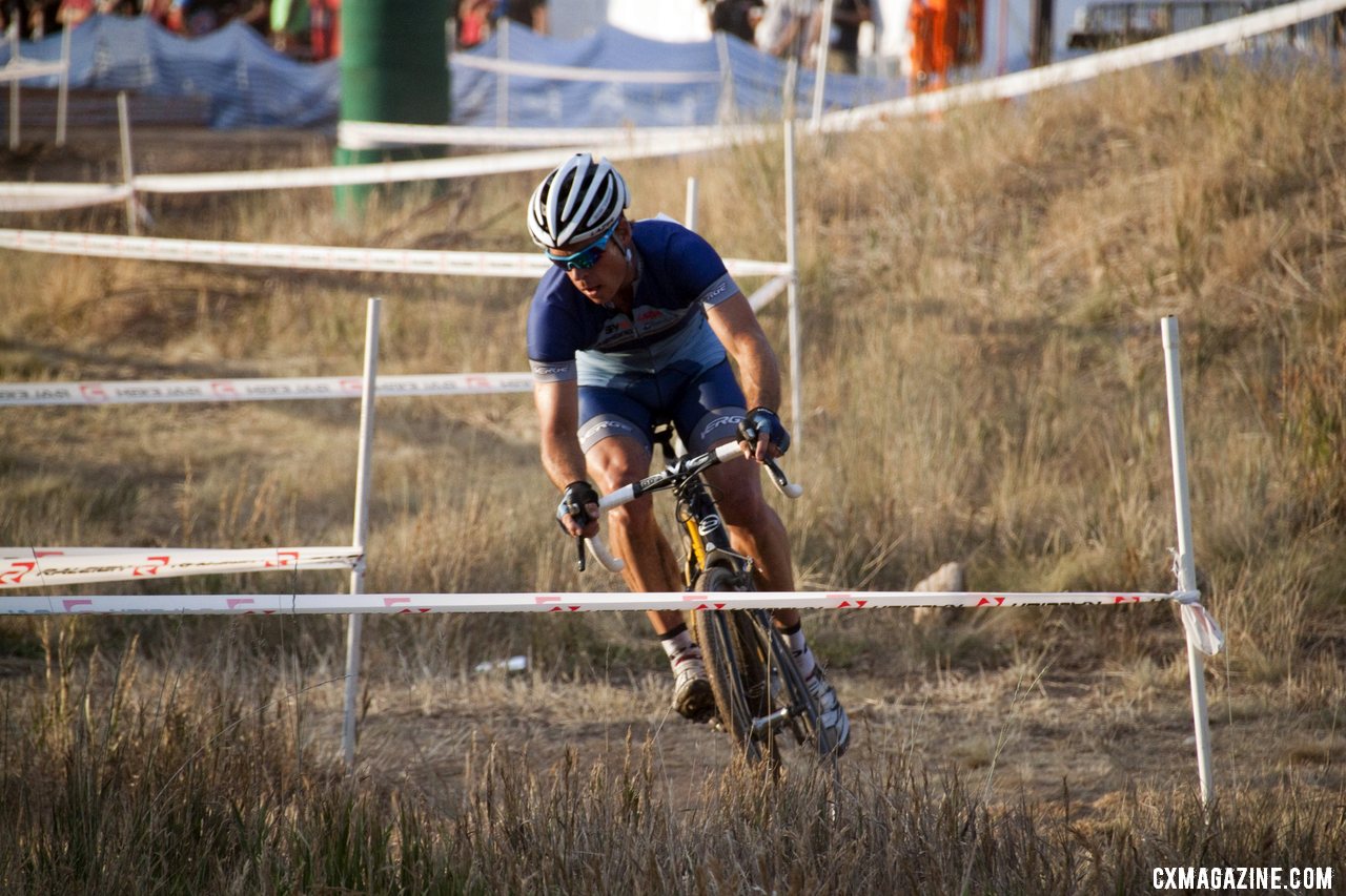 Winding around the tape at the 2012 Raleigh Midsummer Night Cyclocross Race. @Cyclocross Magazine