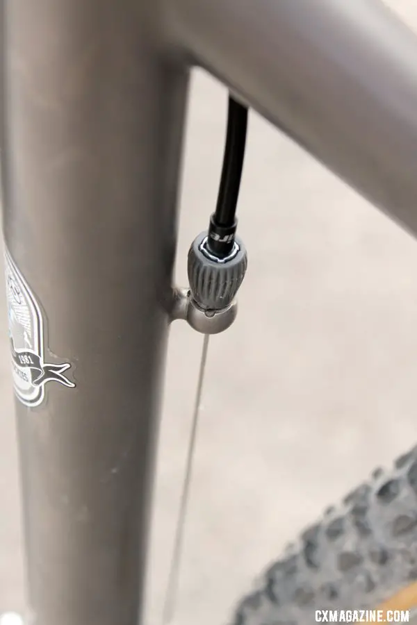 Moots adds a nice touch with a barrel adjuster for the front derailleur cable. © Cyclocross Magazine
