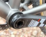 Moots uses a Press Fit 30 bottom bracket to move the bearings inside, widen the shell and keep the drivetrain light and stiff. © Cyclocross Magazine