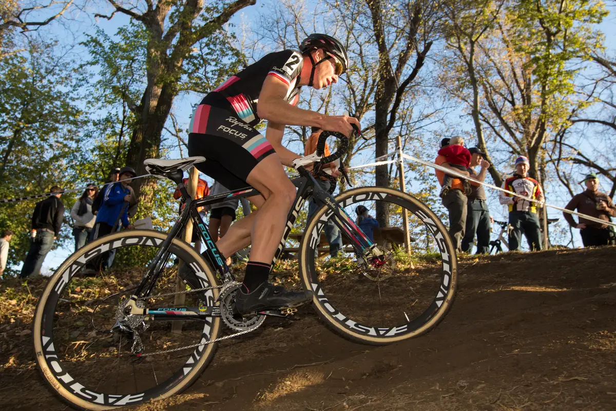 Jeremy Powers rode from a dozen places back to catch the lead group and eventually the win in Sunday\'s race. © Wil Matthews