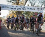 Ryan Trebon leads the Elite Men's field onto the dirt in Saturday's race. © Wil Matthews