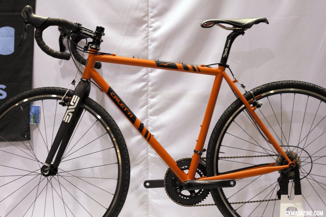 Caletti displayed two cyclocross bikes, one 
