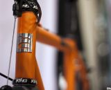 Caletti's TIG-welded steel cyclocross machine's head tube and head badge. ©Cyclocross Magazine 