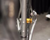 Oversized chainstays on Caletti's titanium cyclocross bike bend in for heel clearance. ©Cyclocross Magazine 