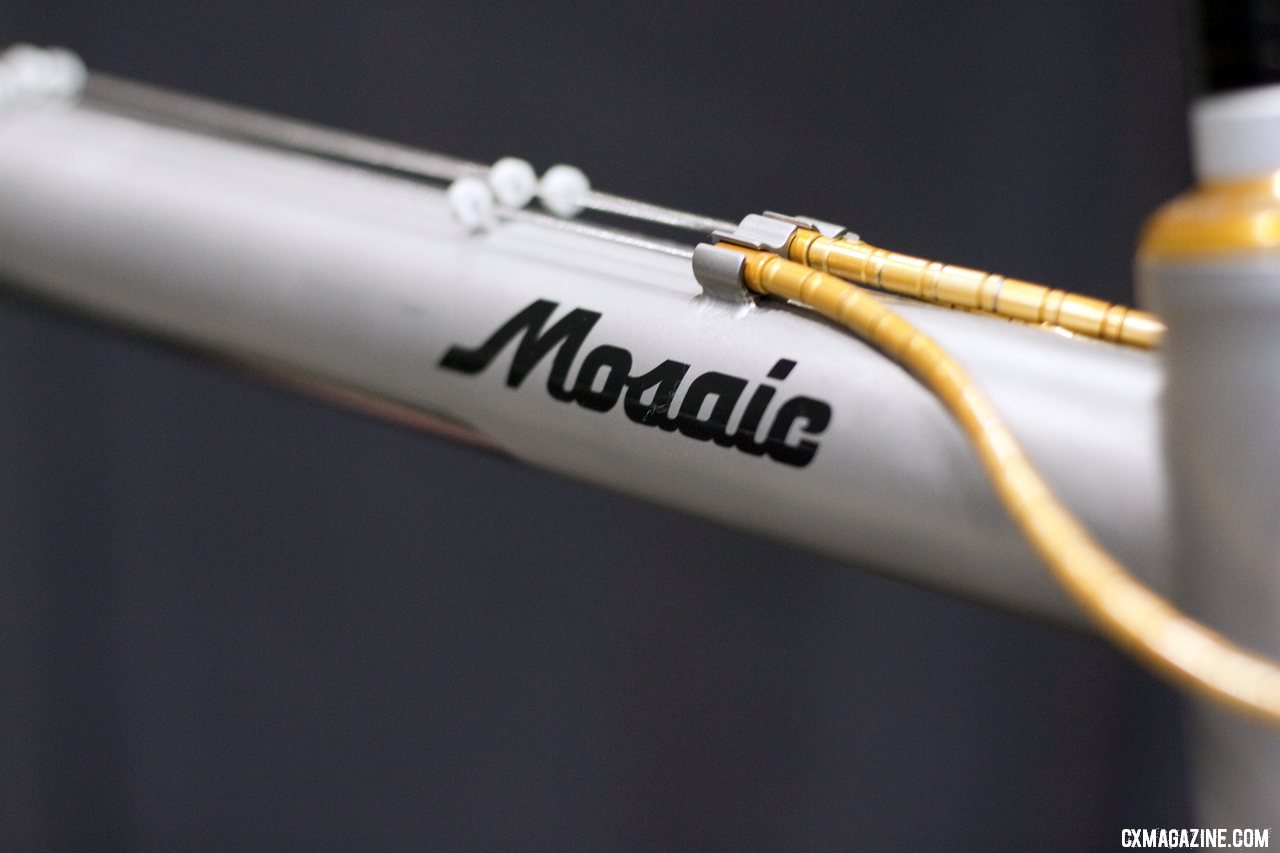 A closeup of the Mosaic logo on the cyclocross bike at Nahbs 2012. ©Cyclocross Magazine