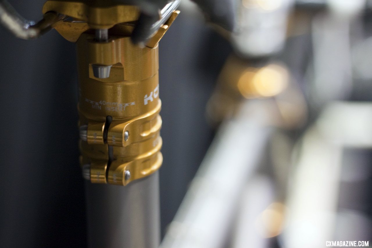Mosaic\'s titanium integrated seat mast is capped by KCNC\'s seat mast cap. ©Cyclocross Magazine