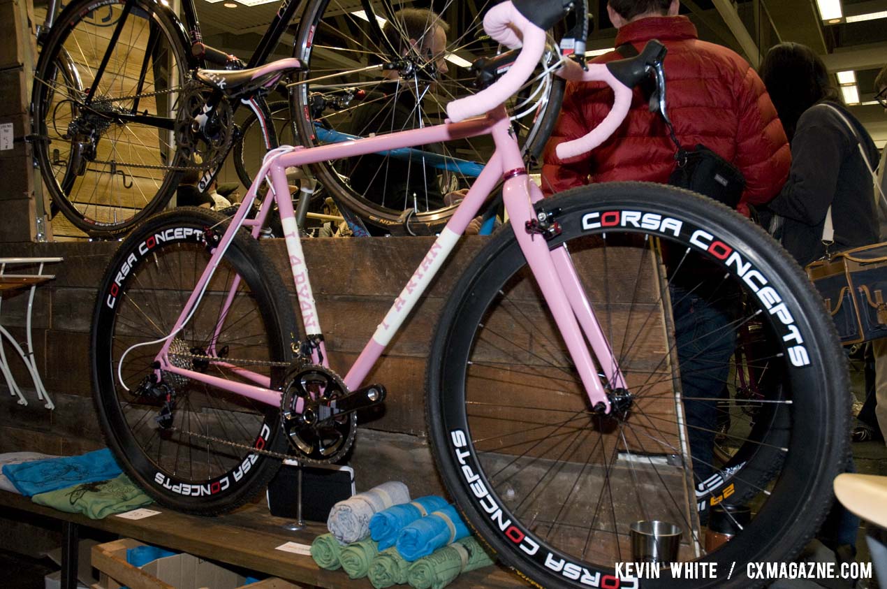 The custom pink Ira Ryan on display was built for Catherine Moore (Bicycles Outback), the 2011 Women’s Texas state cyclocross champion. © Kevin White