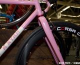 A carbon race fork was painted pink to match the bike. © Kevin White