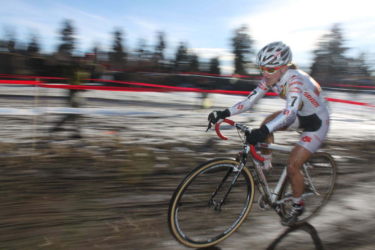 Amy Dombroski chased Compton but faded to third. ? Cyclocross Magazine