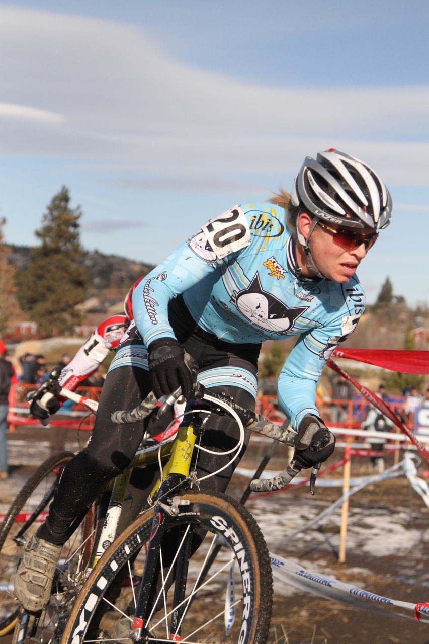 Barbara Howe, who broke her bike, was an outside favorite going into Bend. ? Janet Hill