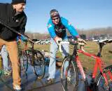 Cross Legend Tim Rutledge was busy during the morning keeping Redline team bikes clean. ? Joe Sales. 