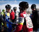 Nic Jenkins (Front Rangers Junior Cycling) gets a handshake from Lewis Whiley (RAD Racing NW).  Â© Brian Nelson