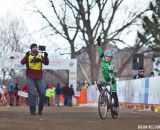 Claire Beeler (Alpha Bicycle Co. - Vista Subaru) knows how to celebrate a podium finish.  Â© Brian Nelson