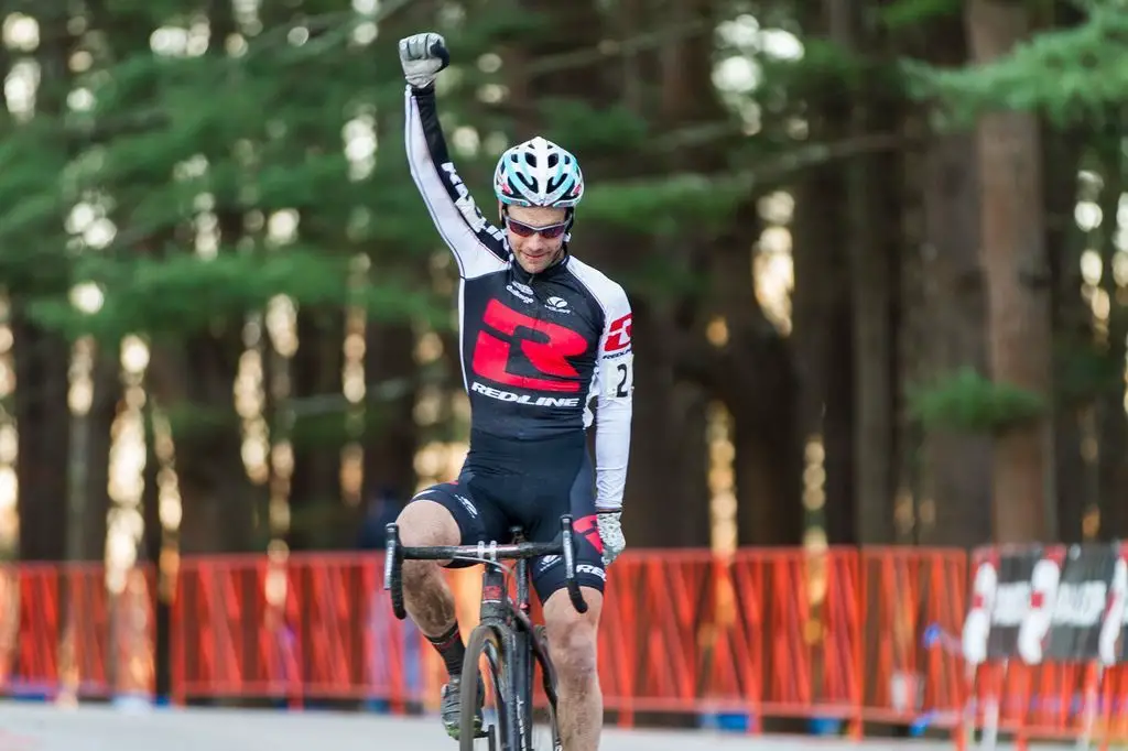 Justin Lindine (Redline-NBX) celebrates his victory. © Todd Prekaski