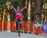 Emma White (Cyclocrossworld.com) celebrates her victory. © Todd Prekaski