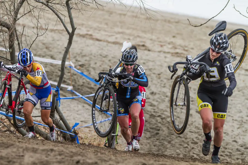 The group that would hold the lead for the entirety of the race (L to R): Kemmerer, van Gilder, Anthony behind her, and Anderson. © Todd Prekaski