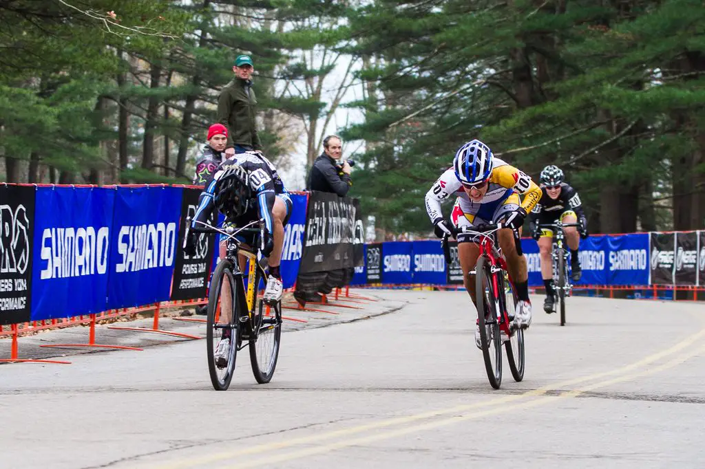 The photo finish: van Gilder takes it by a quarter of a wheel\'s length. © Todd Prekaski