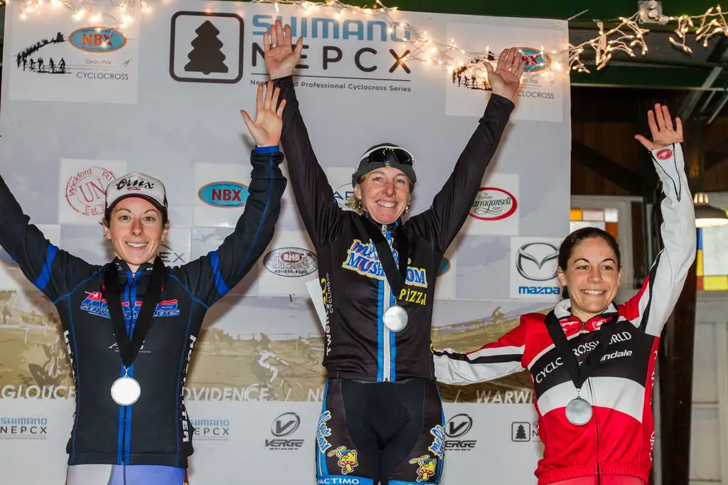 Today\'s podium: Anthony third, Kemmerer second, and van Gilder with her second win this weekend. © Todd Prekaski