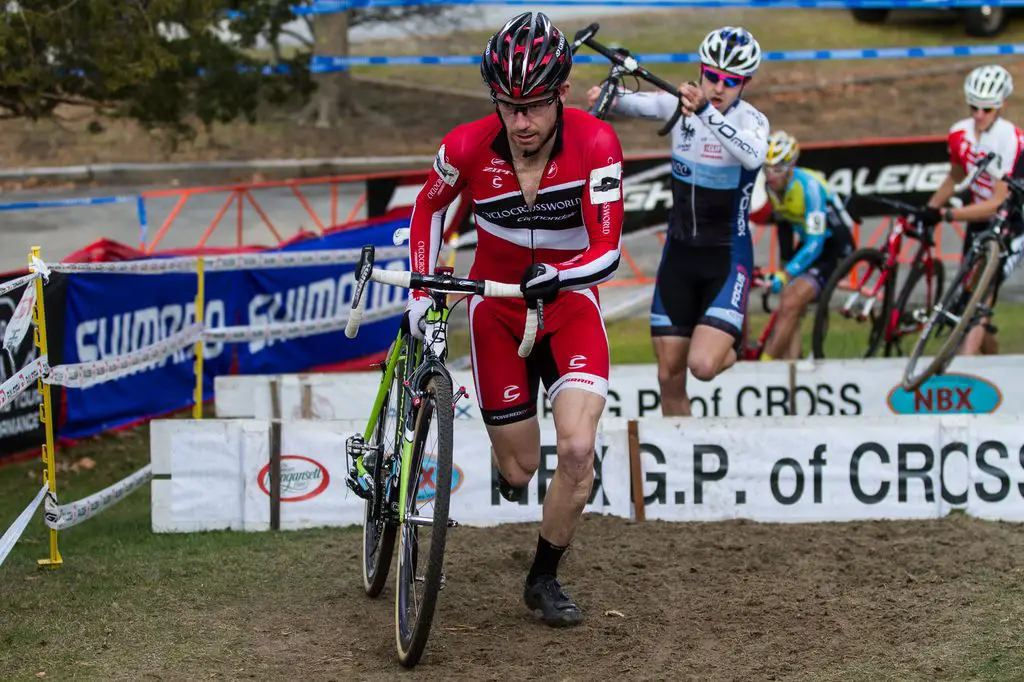 Shawn Milne heads up the charge in the Elite Men\'s race. © Todd Prekaski