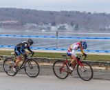 Kemmerer and van Gilder surge with the Greenwich Bay behind them. © Todd Prekaski