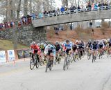 Luke Keough leads up the start stretch. ©Natalia Boltukhova | Pedal Power Photography