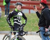 Sally Annis gives an interview. © Natalia Boltukhova | Pedal Power Photography