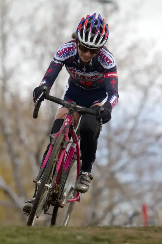 Ginal Hall enjoys racing in her second year back after retirement. NCNCA 2010 Cyclocross Districts. © Tim Westmore