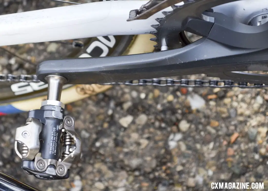 Niels Albert ops for the discontinued Shimano XTR M970 SPD pedals for less shoe/pedal interferance problems with mud. © Cyclocross Magazine