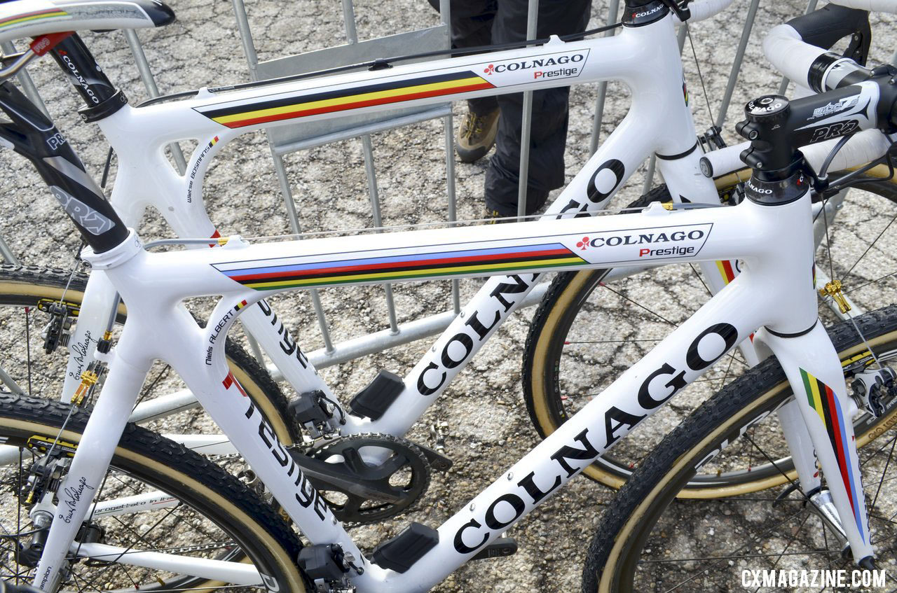 Niels Albert\'s Colnago Cross Prestige in front of BKCP teammate Wietse Bosmans\' own Prestige bike. © Cyclocross Magazine