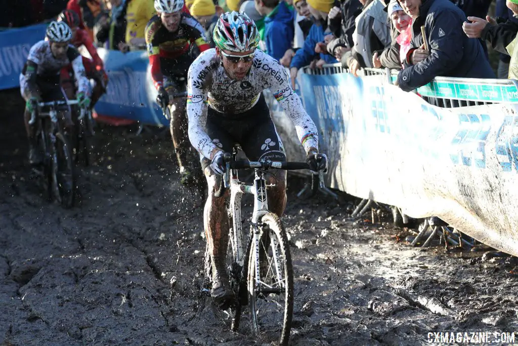 Sven Nys started and finished on cantis but raced disc brakes for half the laps at Hamme-Zogge SuperPrestige cyclocross race. © Cyclocross Magazine