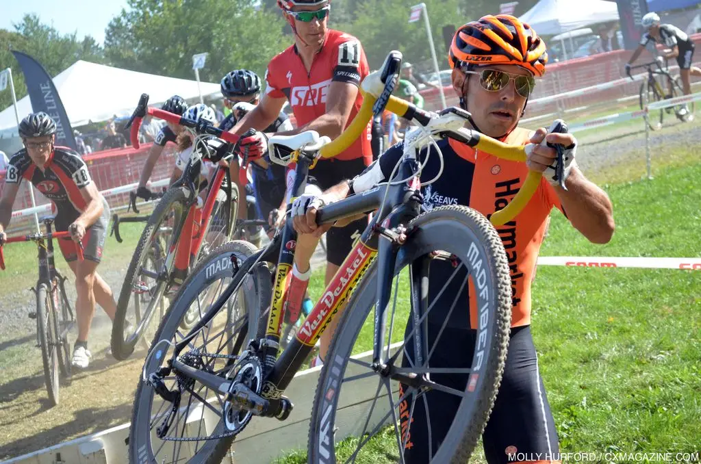 Weston Schempf with Wells hot on his heels at Nittany Lion Cross Day 1. © Cyclocross Magazine