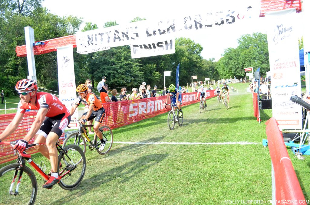 Todd Wells takes the sprint finish at Nittany Lion Cross Day 1. © Cyclocross Magazine