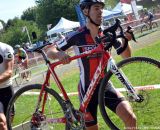 Craig Richey uses his early lead and hits the barriers first at Nittany Lion Cross Day 1. © Cyclocross Magazine