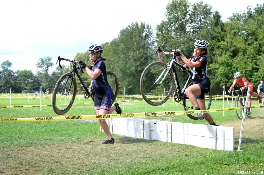 Arley Kemmerer sprints over the barriers at Nittany Lion Cross Day 2 2013. © Cyclocross Magazine