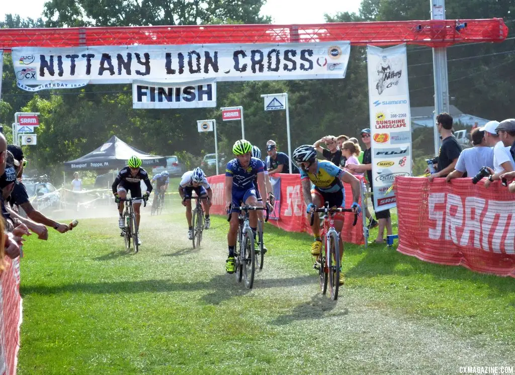 Myerson takes the sprint for fourth at Nittany Lion Cross Day 2 2013. © Cyclocross Magazine