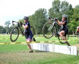 Arley Kemmerer sprints over the barriers at Nittany Lion Cross Day 2 2013. © Cyclocross Magazine