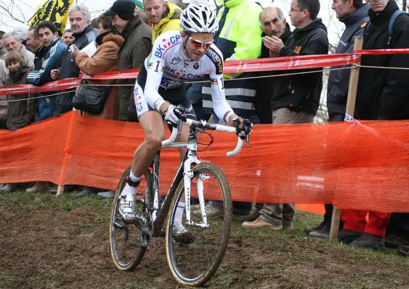 Albert navigates the off-camber section at Nommay. ? Bart Hazen