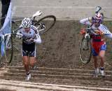 Albert and Stybar on the stairs at Nommay. ? Bart Hazen