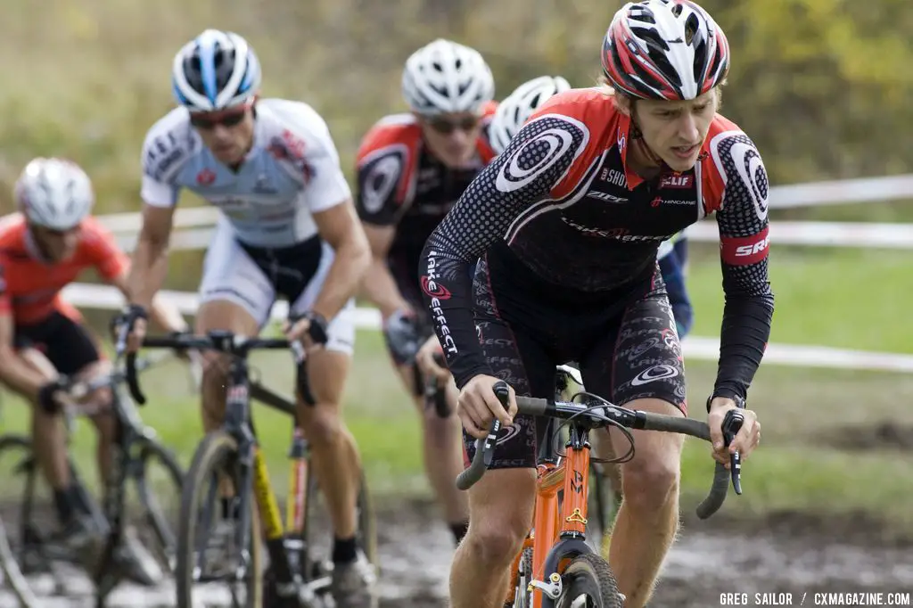 John Proppe Team Lake Effect-Bike Authority takes a first lap lead during Two Days in Dublin, Ohio State Cyclocross Championships. © Greg Sailor - VeloArts.com