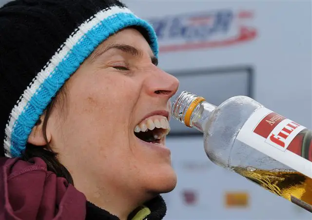 Christine Vardaros, all smiles during the post-race festivities. ? Francois Buyssens