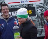 Vos and her supporters enjoy the post-race festivities. ? Jonas Bruffaerts