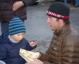 Jonathan Page enjoys a recovery meal with son Milo. ? Jonas Bruffaerts