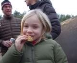 Emma Page enjoys some of the post-race treats. ? Jonas Bruffaerts