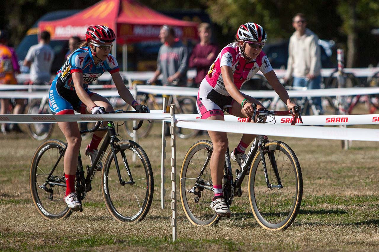 Mackenzie Green, right, and Sierra Siebenlist giving chase. © Kent Baumgardt