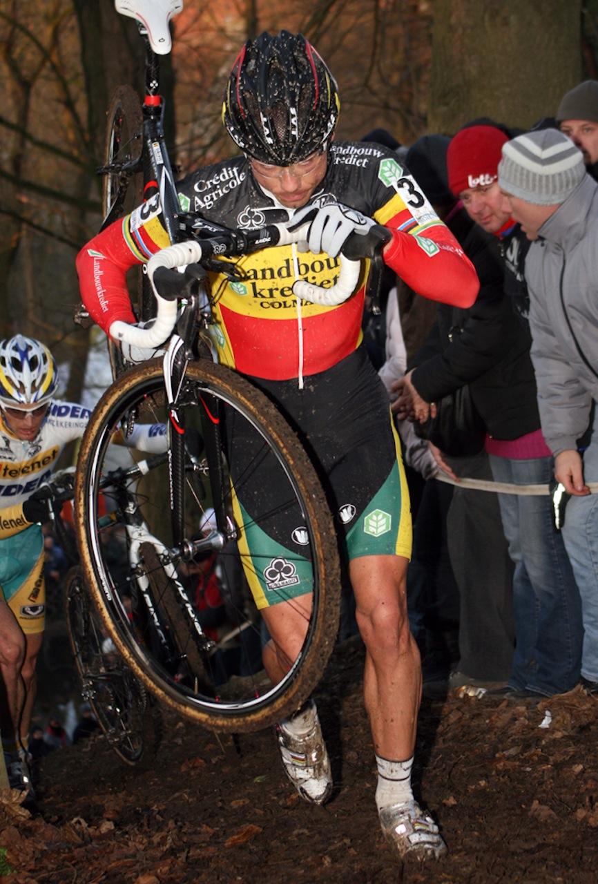 Nys found himself shouldering the bike more as the race went on. ? Bart Hazen