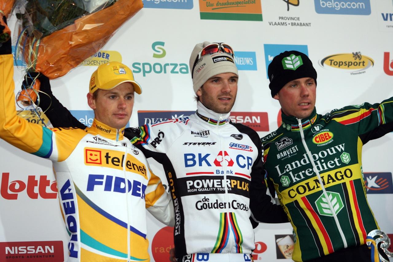 Albert, Pauwels, and Nys on the podium in Overijse. ? Bart Hazen 