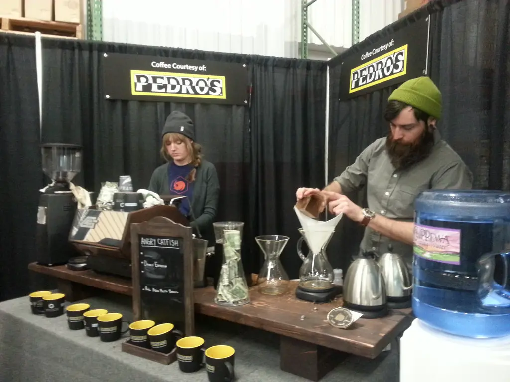 Pedro\'s brought Angry Catfish Bicycle and Coffee bar to brew coffee by the cup. © Cyclocross Magazine