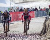 Webber and Pietro were battling for the title before mud-related mechanicals doomed their chances. Masters Men 40-44, 2013 Cyclocross World Championships. © Cyclocross Magazine
